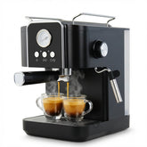 Espressomachine Excalsa Pistonmachine 20 Bar - Espressomachine met Melkopschuimer - Warmhoudplaat - Temperatuurmeter - 1,8L Watertank - RVS