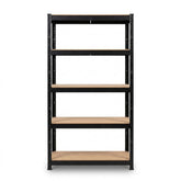 Stellingkast Metaal Zwart – 5-Laags Opbergrek 150x75x30 cm – Magazijnkwaliteit voor Garage en Werkplaats