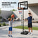 Basketbalpaal met Bord - Verstelbare Basketbalring van 150 tot 210 cm - Verrijdbaar met Transportwielen - Basketbal Inbegrepen
