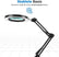 YE® Bureaulamp met Geïntegreerde LED Verlichting - 3x Vergroting - Tafelklem - Dimbaar met 10 Lichtniveaus - 360° Flexibele Arm - Inclusief USB-Stroomaansluiting - Ideaal voor Hobbywerk, Diamond Painting, Borduren & Solderen