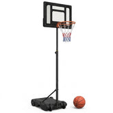 Basketbalpaal met Bord - Verstelbare Basketbalring van 150 tot 210 cm - Verrijdbaar met Transportwielen - Basketbal Inbegrepen